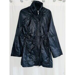 Anatomie Merika Black Hooded Mesh & Nylon Travel Jacket S Packable Drawstring